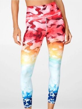 🐠 Fabletics Ombre Rainbow Active Leggings - Pink, Orange, Yellow, Blue